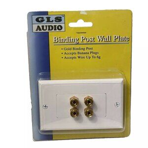 2 Speaker 4 Binding Post Banana Jack Audio Wall Plate Face Plate White GLS Audio